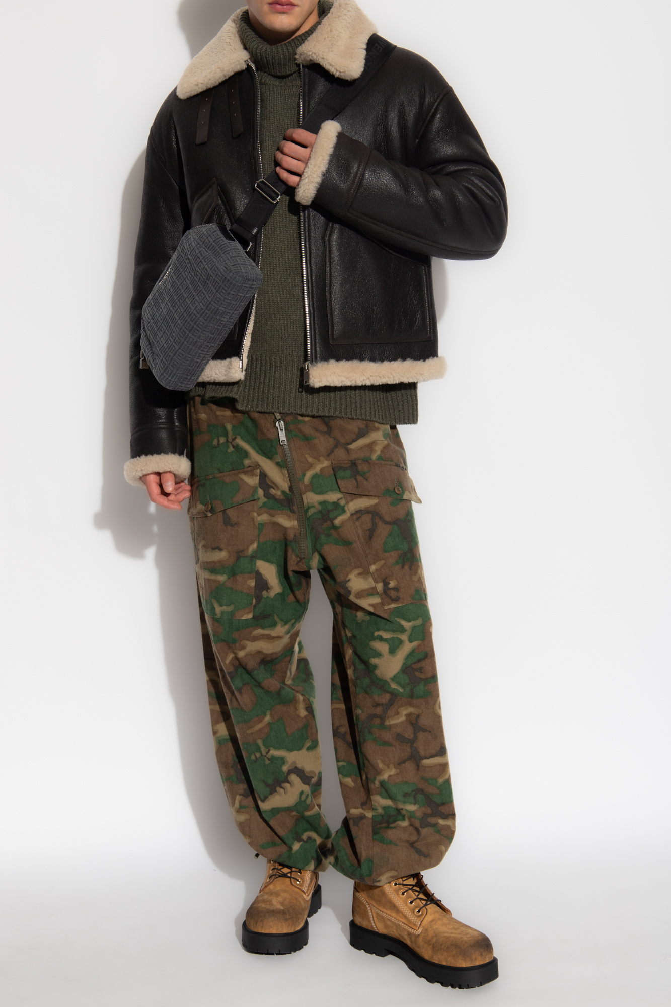 SchaferandweinerShops GB Brown Shearling jacket Givenchy Givenchy Long Sleeved T shirt With Logo Print